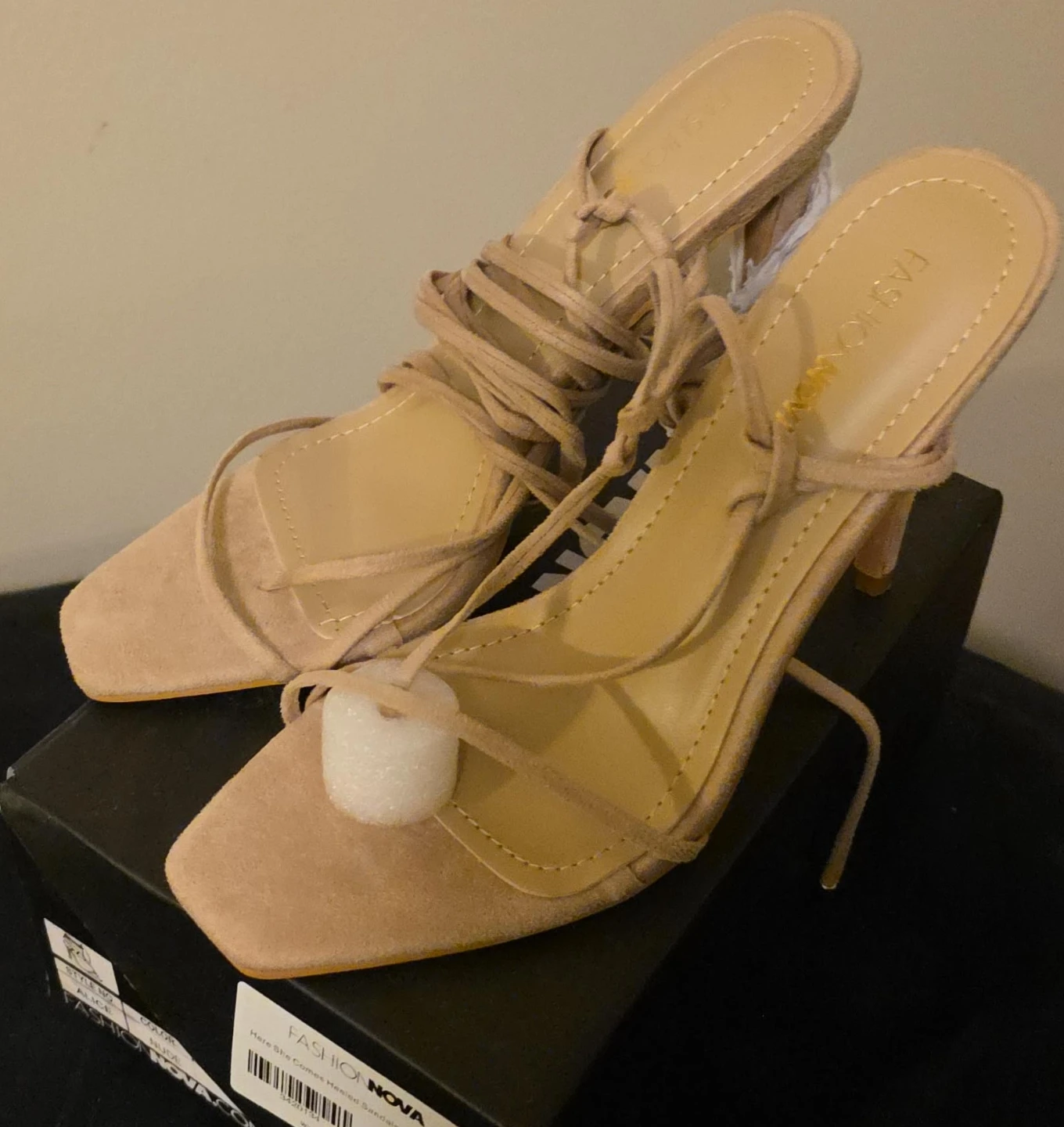 Fashion Nova Alice Heeled Sandals Nude Size 8