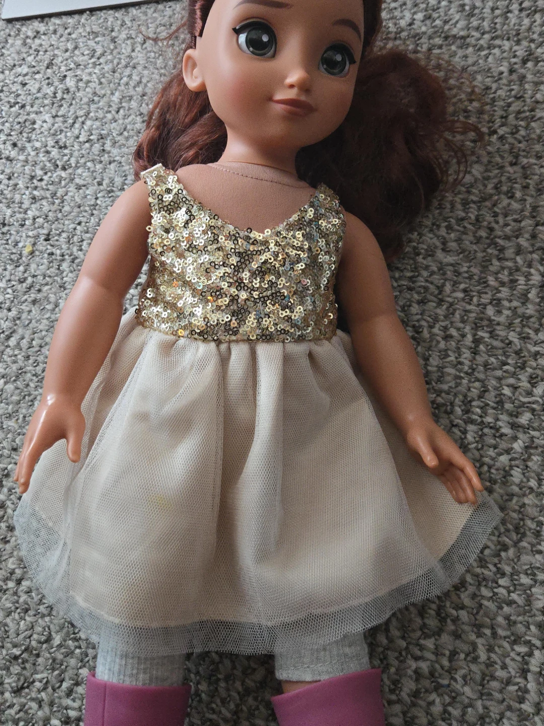 Doll with Gold Sequin Dress