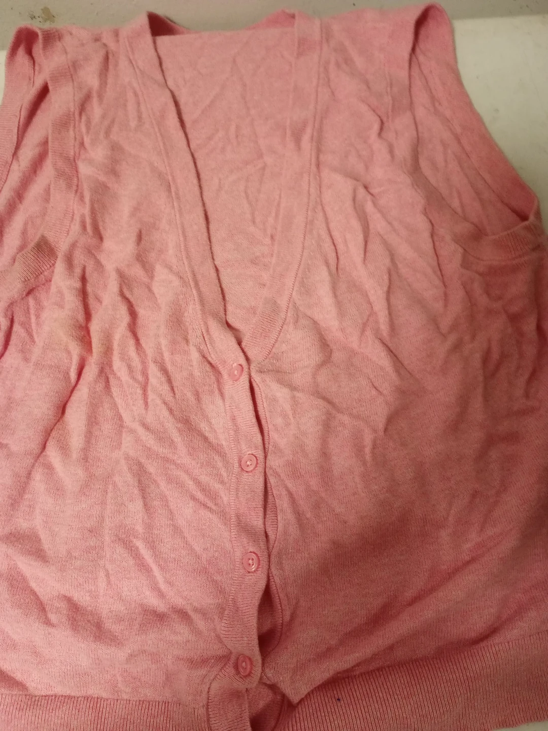 Pink V-neck Button-Up Cardigan Vest