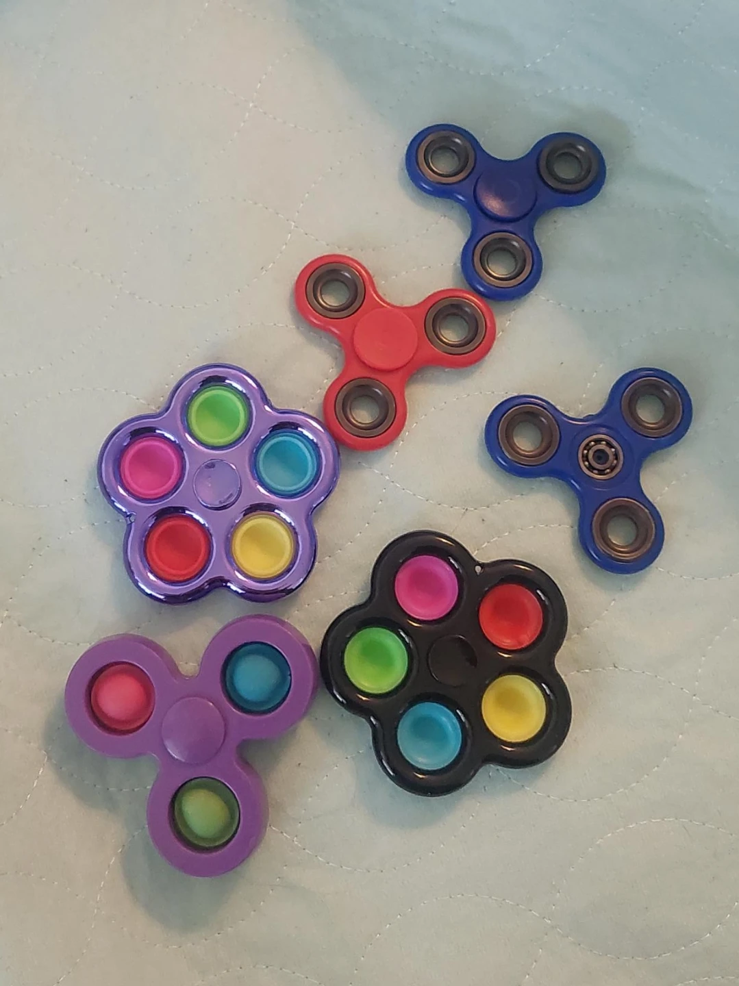 Set of 5 Fidget Spinners and Pop-It Toys