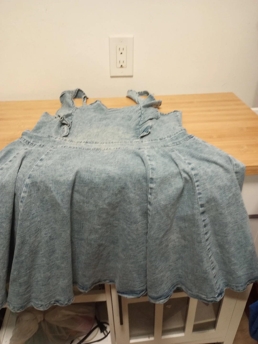 Light Wash Denim Dress with Ruffle Straps