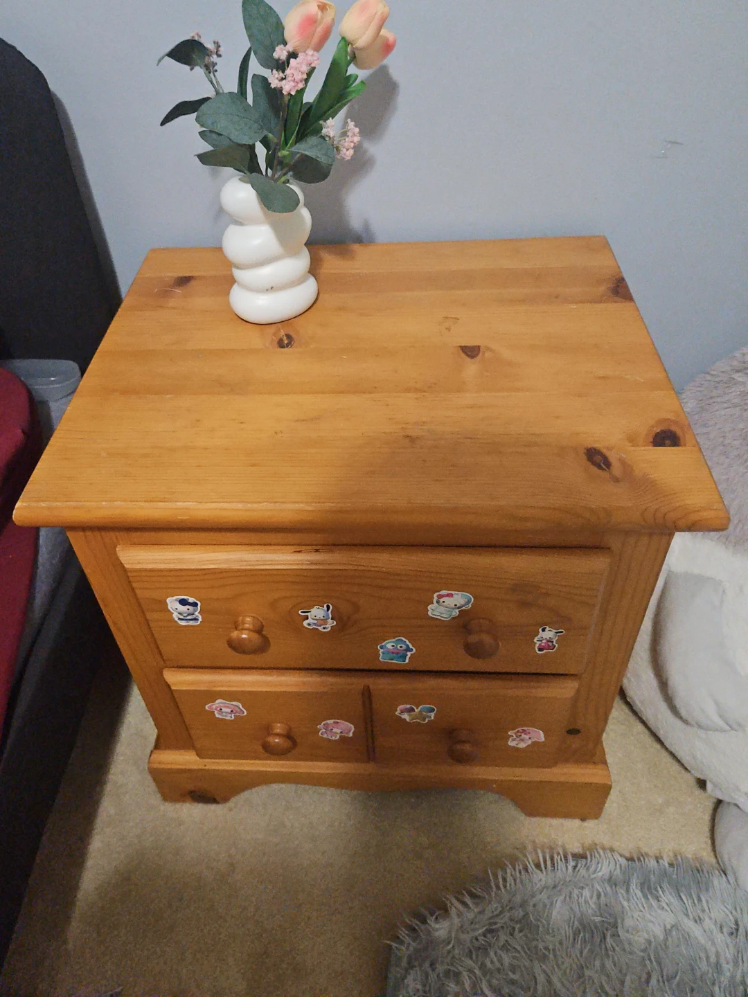 Wooden Nightstand with Drawers