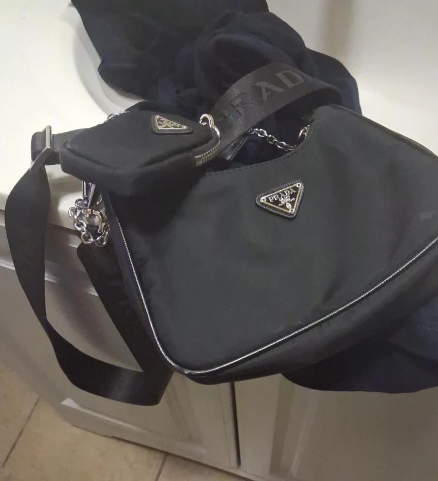 Prada Nylon Shoulder Bag with Pouch