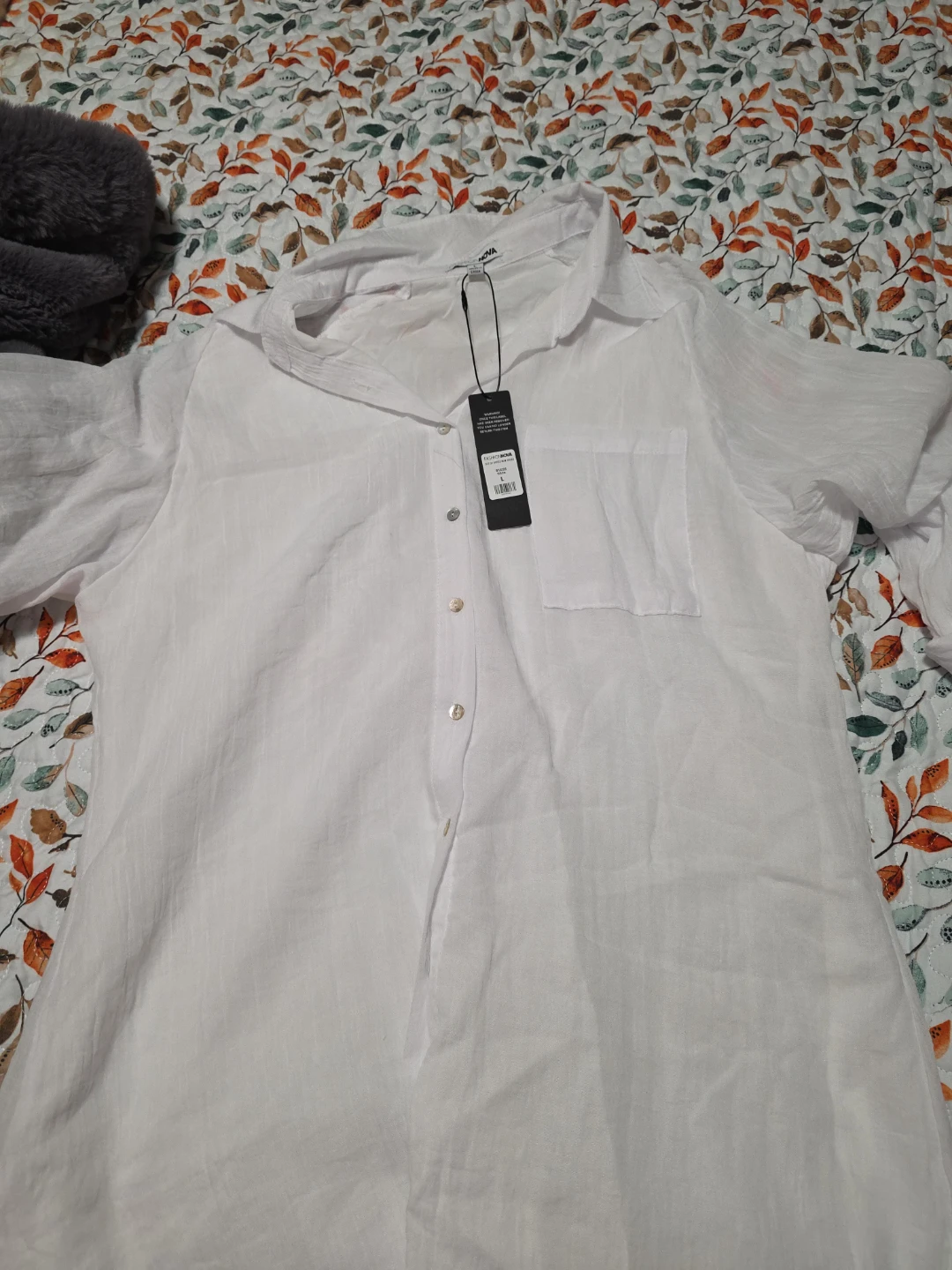 Fashion Nova White Linen Blend Shirt