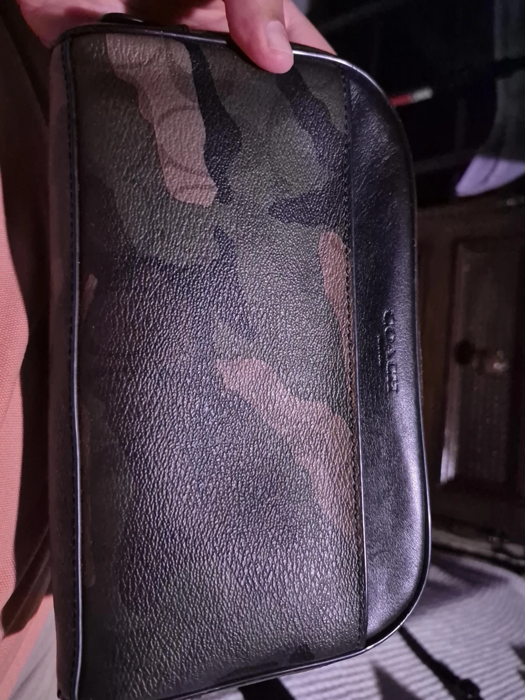 Coach Camo Pouch with Leather Trim