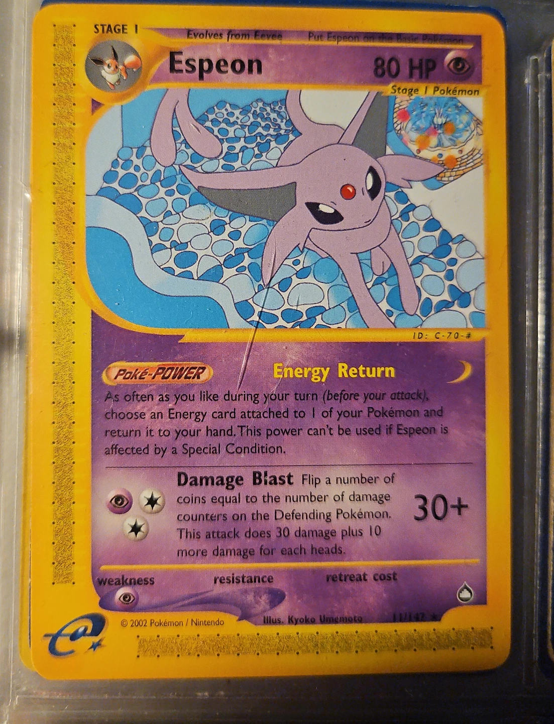 Pokémon Espeon #11/147 – Aquapolis Rare – Vintage e-Reader Era