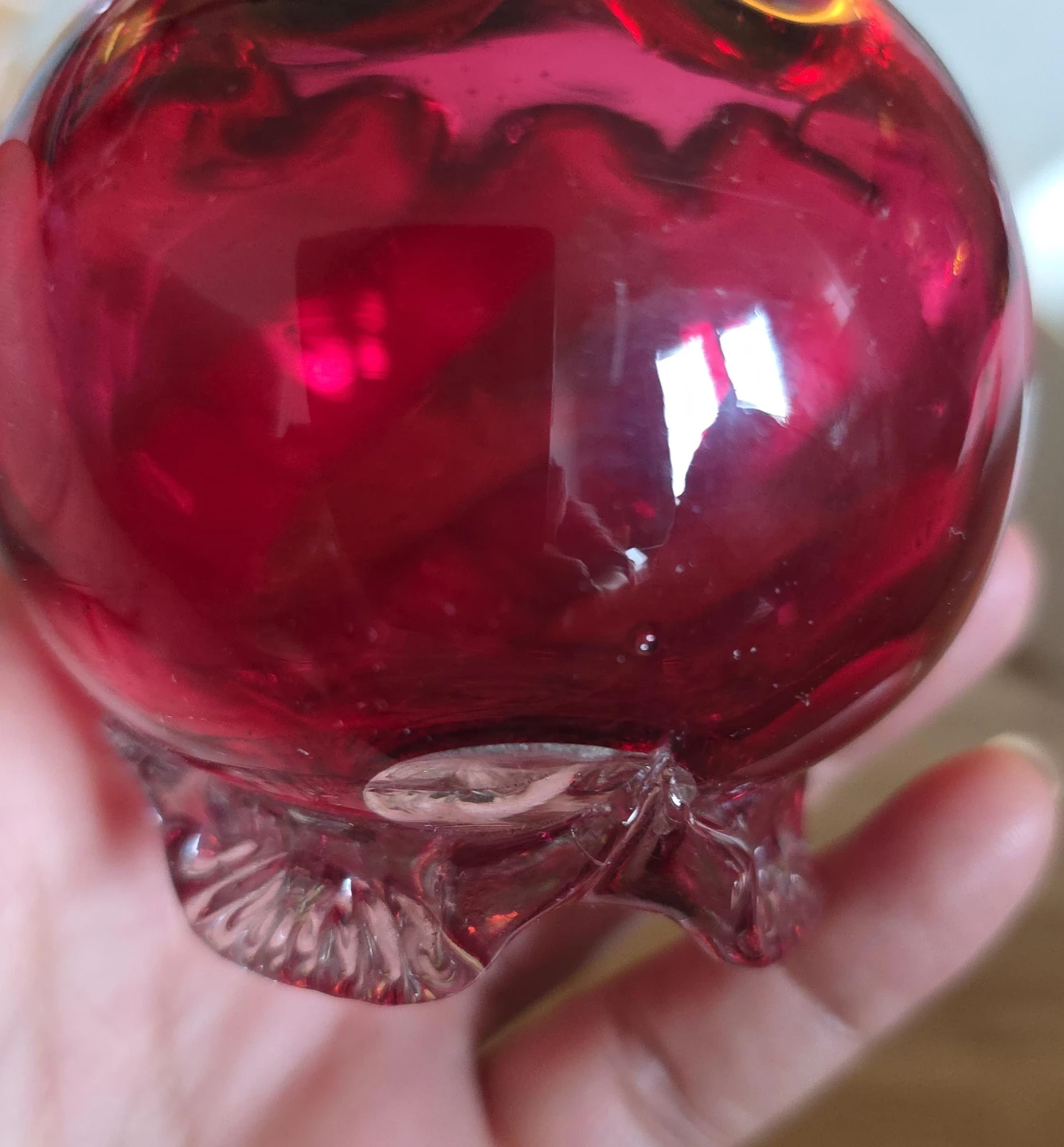 Vintage Ruby Red Glass toothpick holder, match holder - photo 2