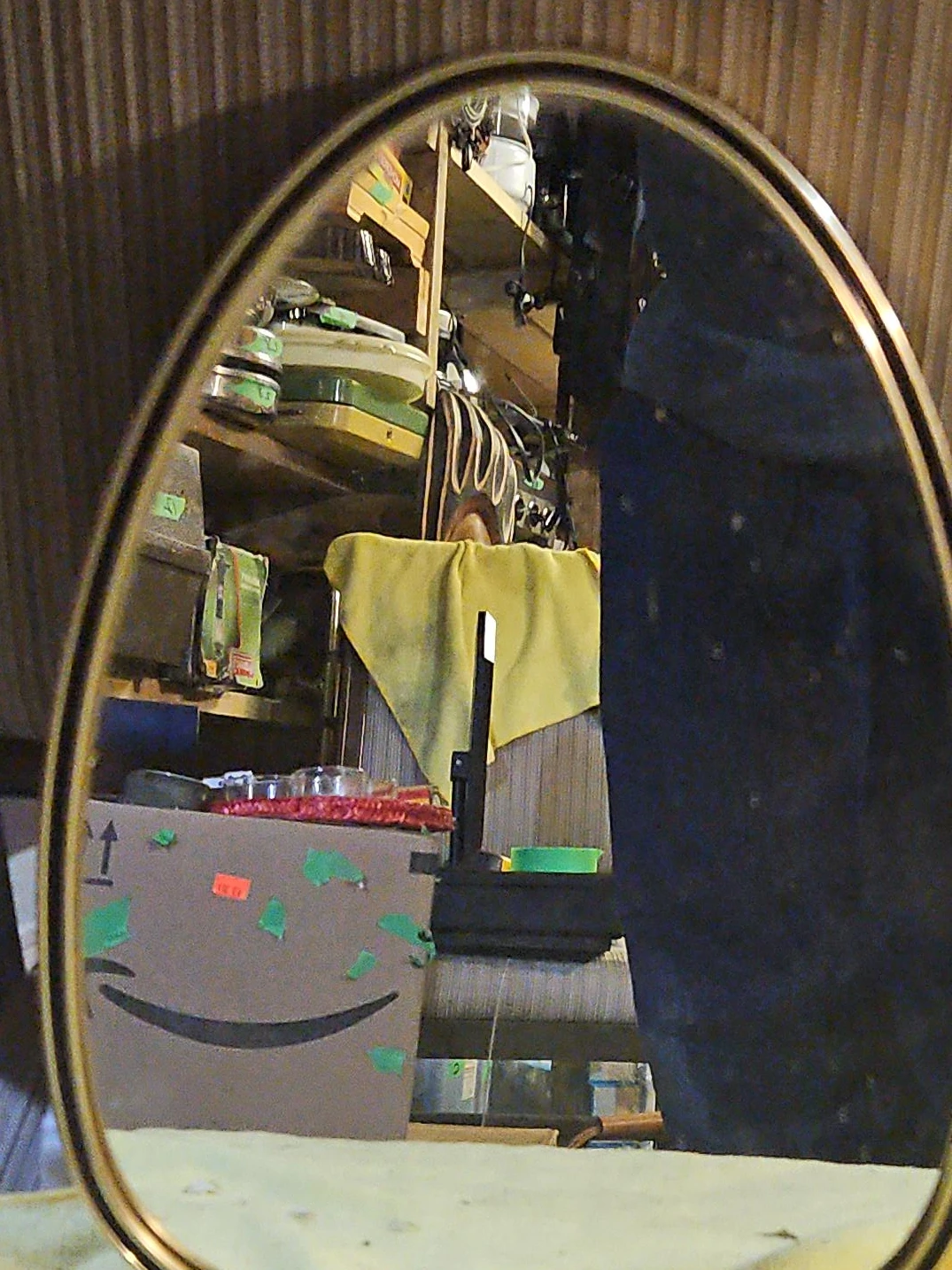 Oval Mirror with Gold Trim