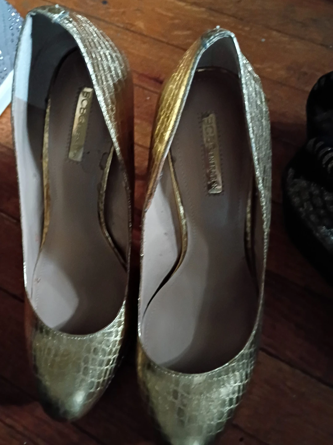 BCBG Max Azria Gold Embossed Heels