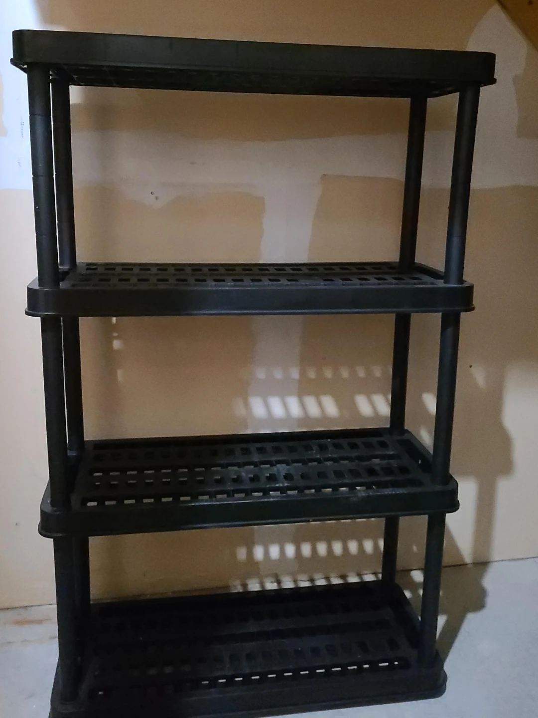 Black 4-Tier Plastic Shelving Unit