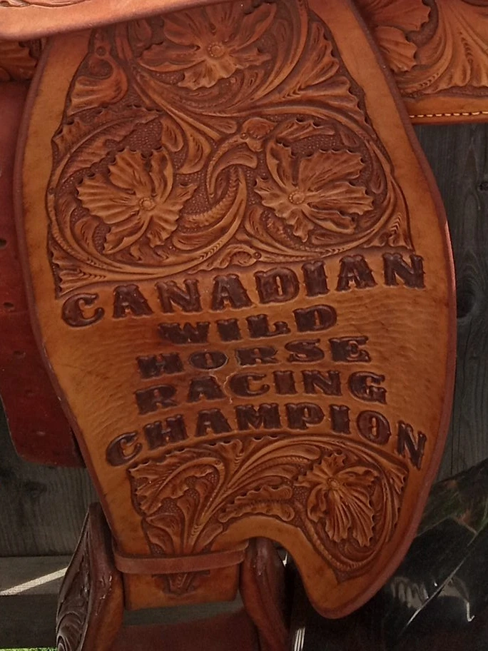 Leather Western Saddle "Canadian Wild Horse Racing Champion"