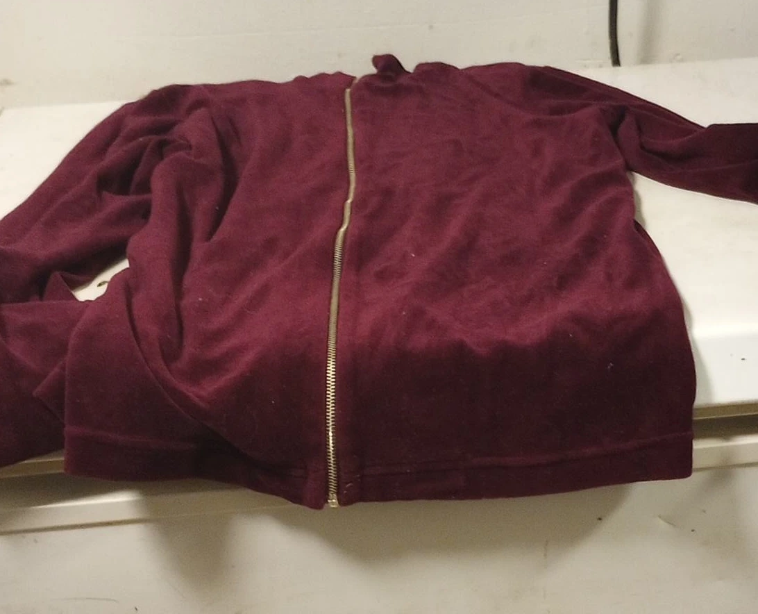Maroon Velour Full Zip Jacket