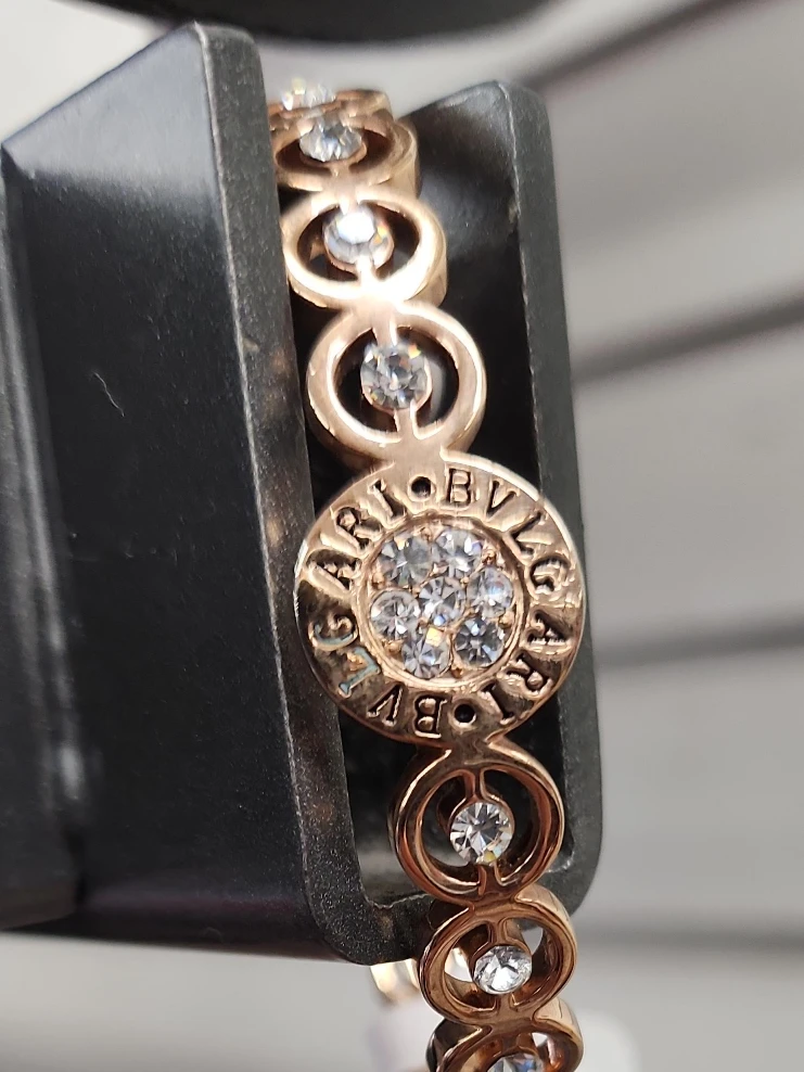 Rose Gold Copper Bracelet with Crystals
