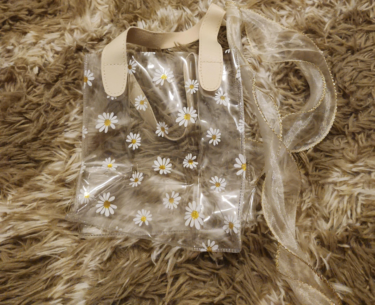 Clear Daisy Print Tote Bag