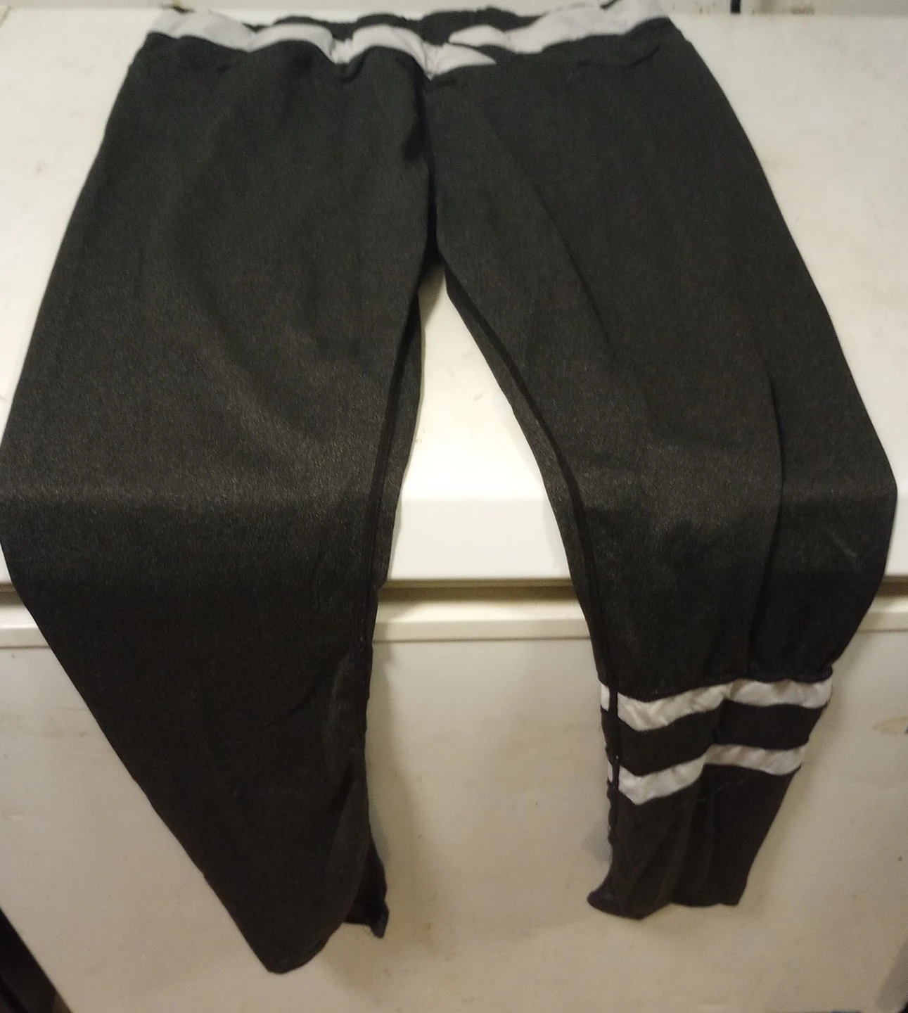 Black Athletic Pants with White Stripes