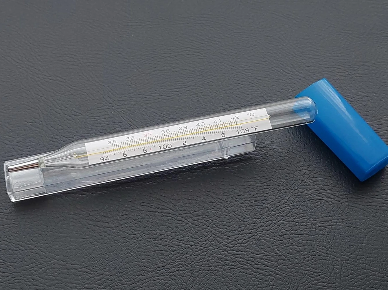 Glass Thermometer with Blue Case