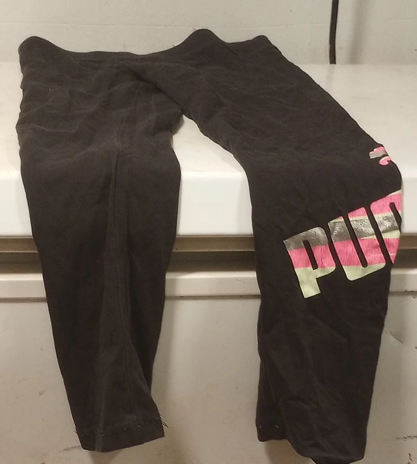 Puma Black Leggings with Pink and Silver Logo