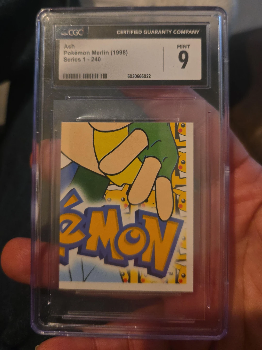 CGC 9 Mint Ash Pokémon Merlin 1998 Series 1 Card