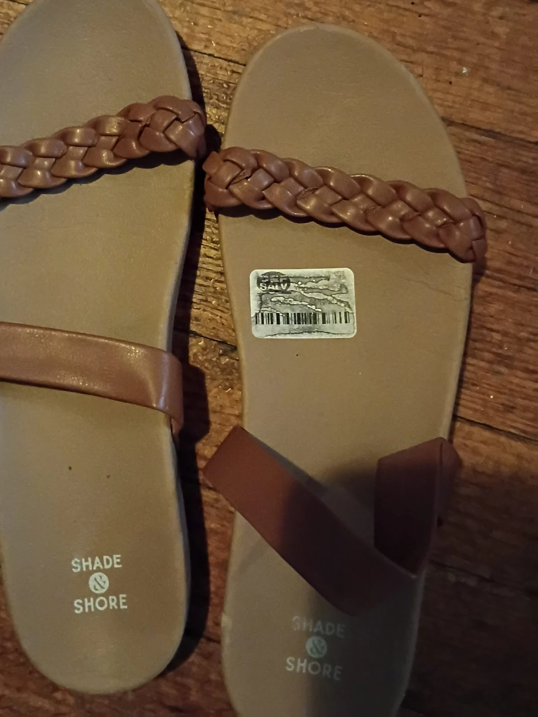 Shade & Shore Brown Braided Strap Sandals