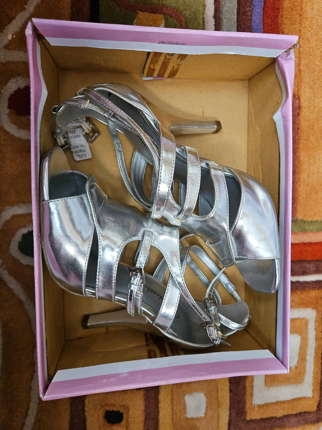 Silver Strappy High Heels size 7.5