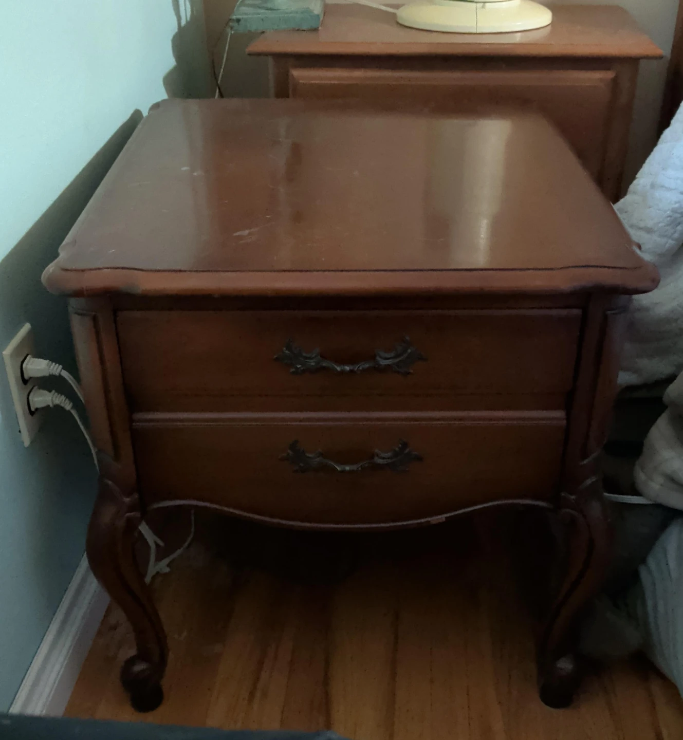Wooden Nightstand set with one large Drawer