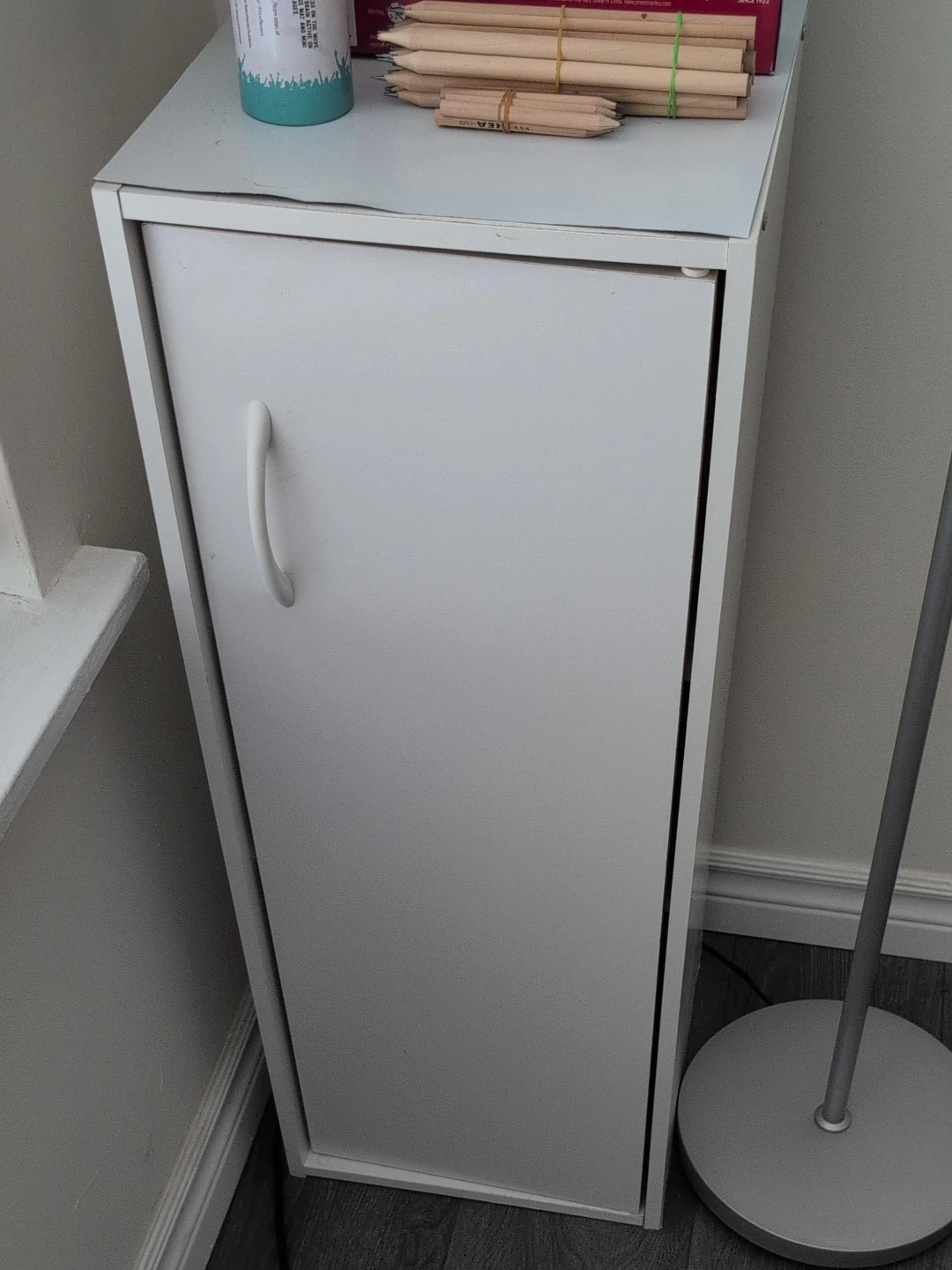 White Storage Cabinet with Door