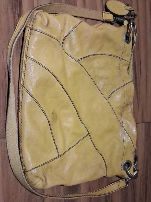 Fosill Yellow patchwork leather crossbody bag
