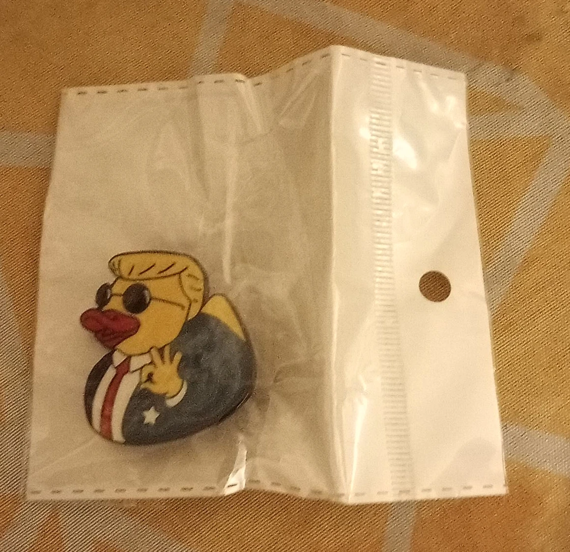 Novelty Rubber Duck Pin - Donald Trump Design