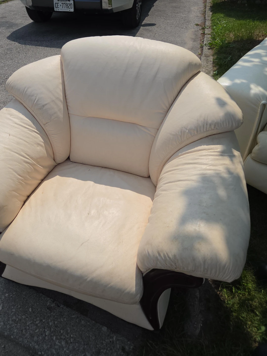Cream Leather Armchair