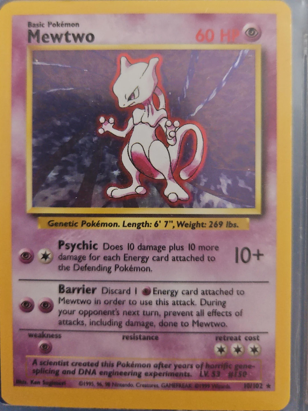 Base Set Mewtwo Pokemon Trading Card