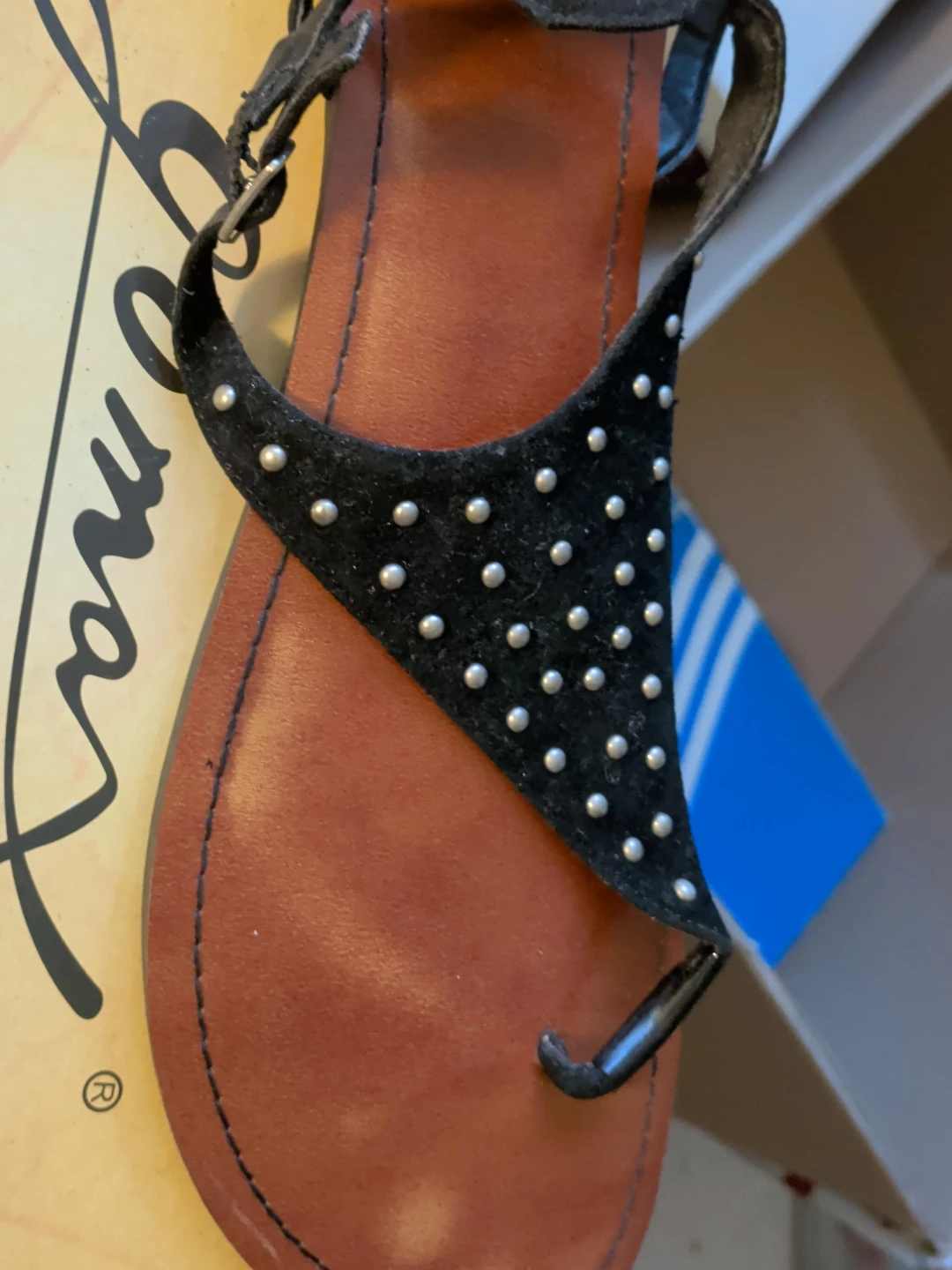 Black Studded Thong Sandals