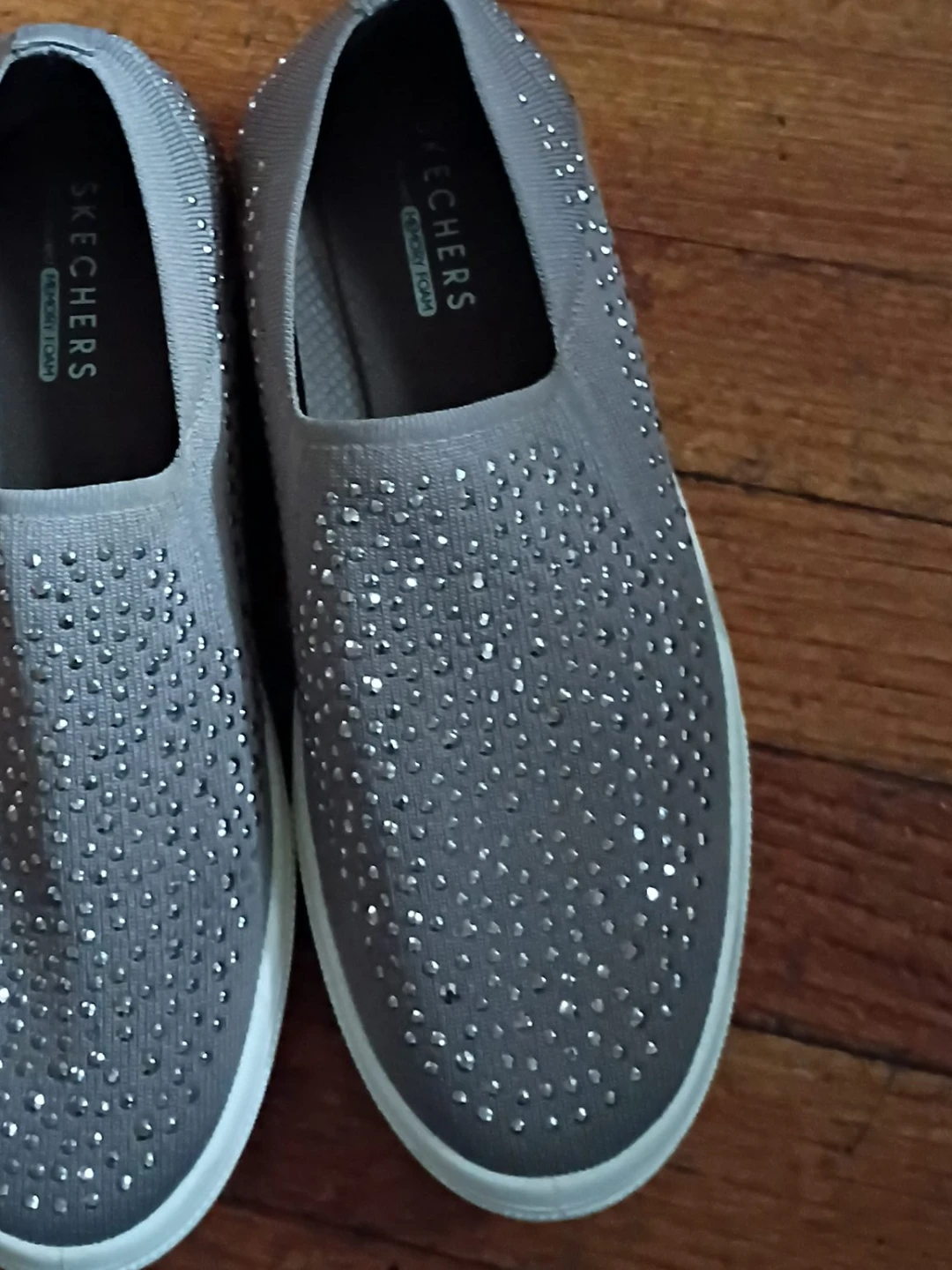 Skechers Women's Grey Rhinestone Slip-On Sneakers