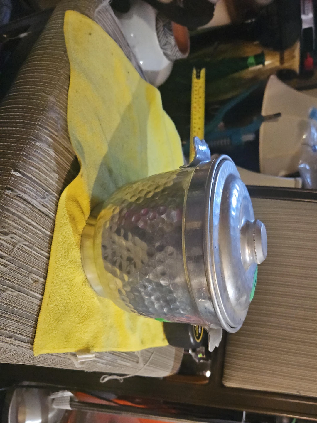 Nasco Italy Hammered Aluminum Ice Bucket with Lid