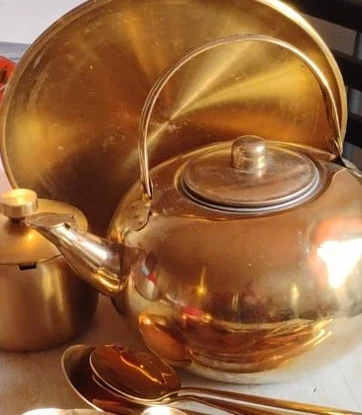 Vintage Brass Tea Set