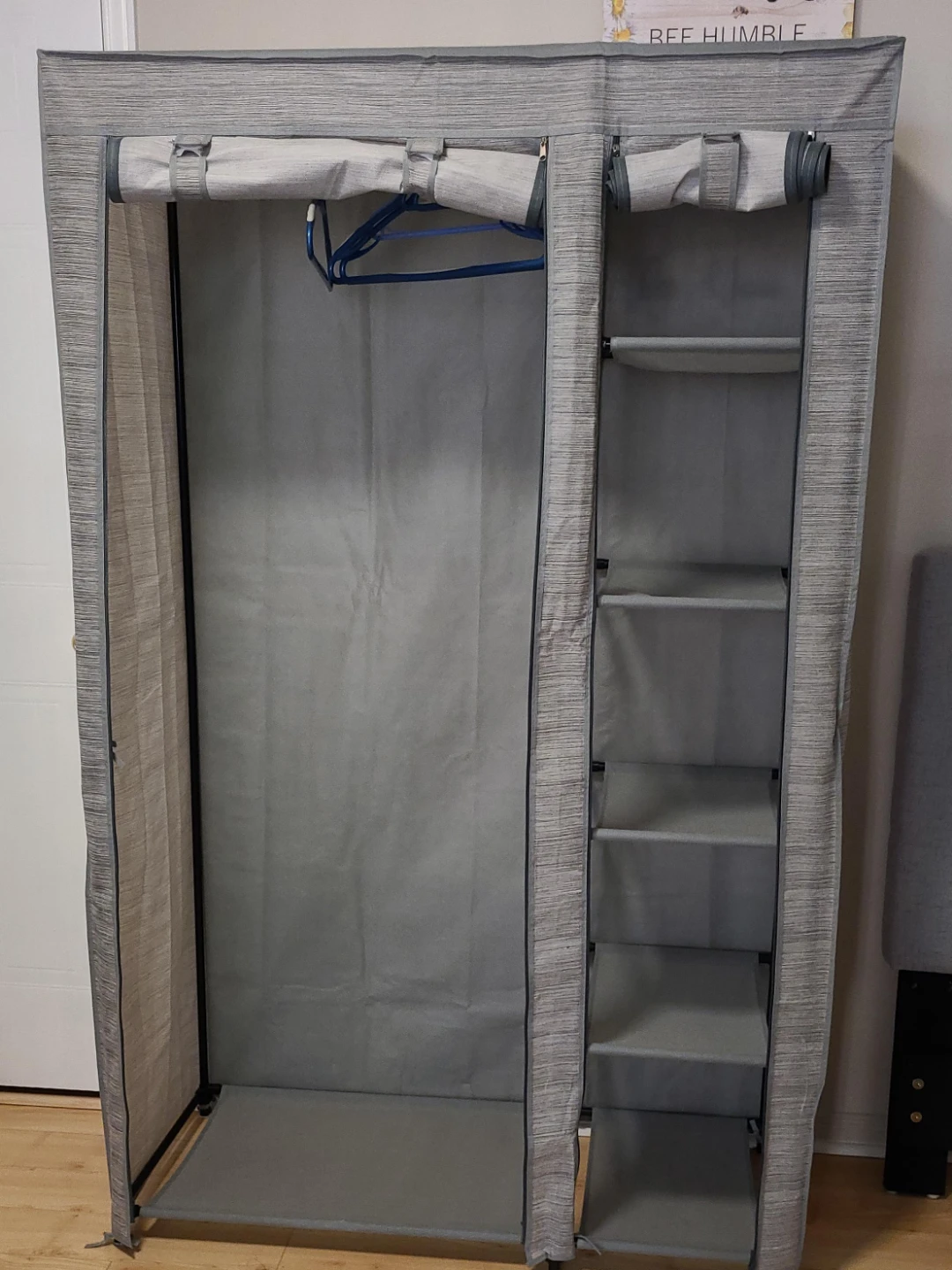 Grey Portable Wardrobe Clothes Organizer