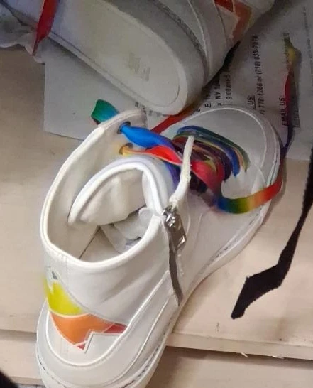 Zadig & Voltaire White High-Top Sneakers Rainbow Laces