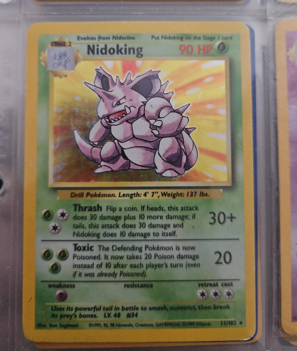 Pokémon Nidoking #11/102 – Base Set – Holo Rare – Vintage