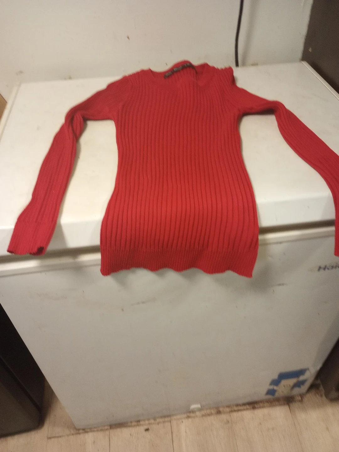 Red Ribbed Long Sleeve Sweater
