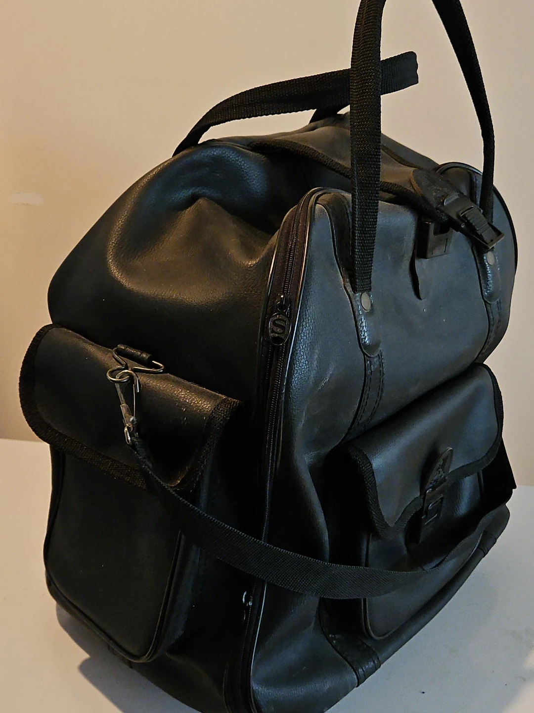 Black Faux Leather Duffle Bag for kendo gear.