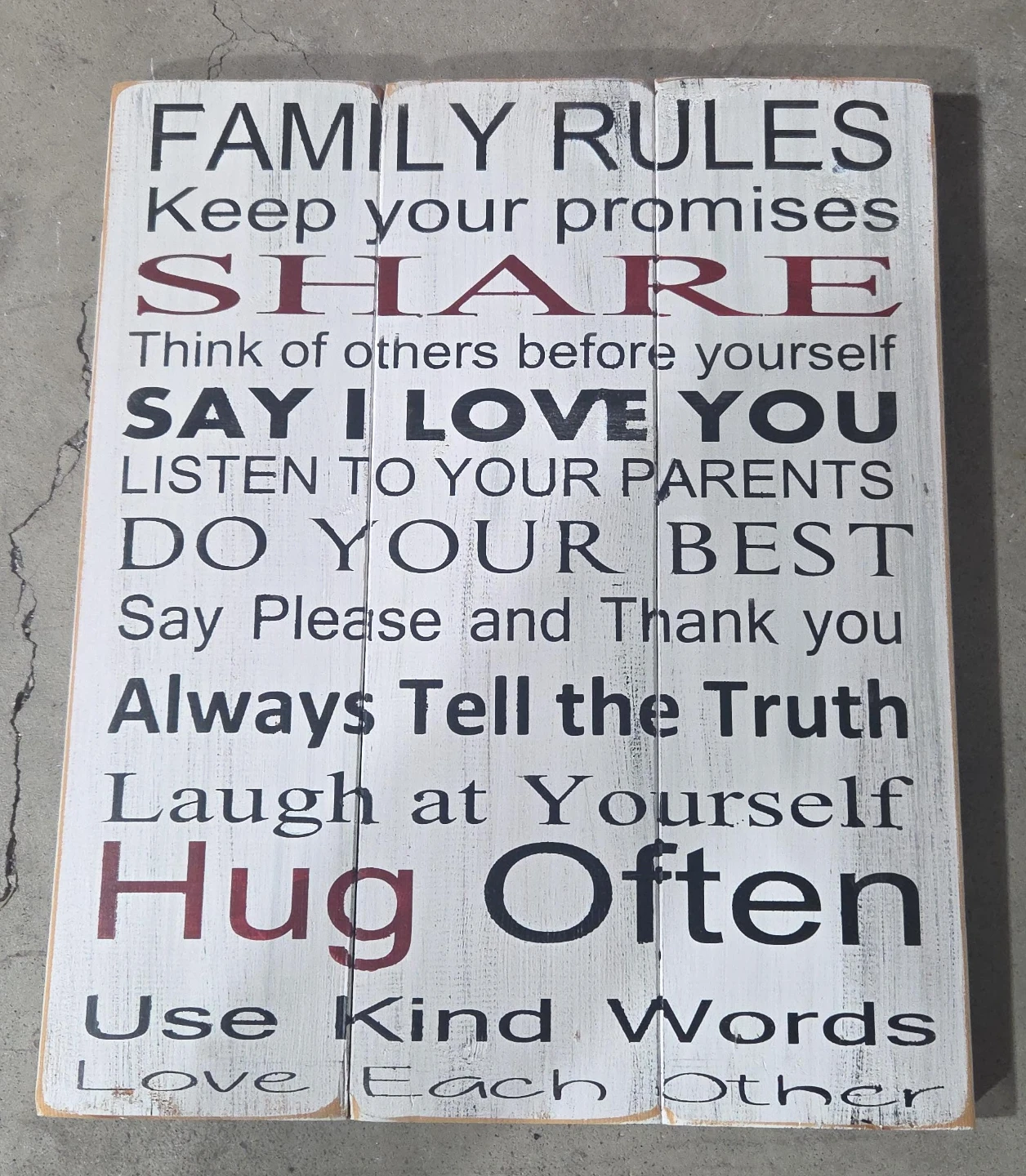 Wooden Family Rules Wall Sign