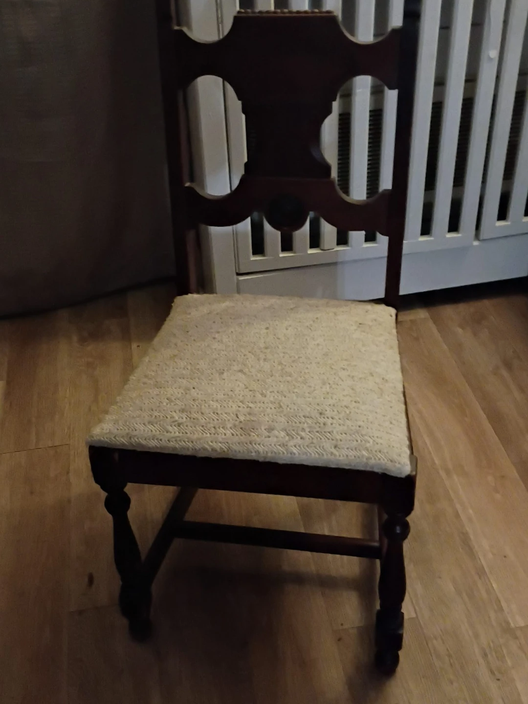 Vintage Wooden Accent Chair with Upholstered Seat