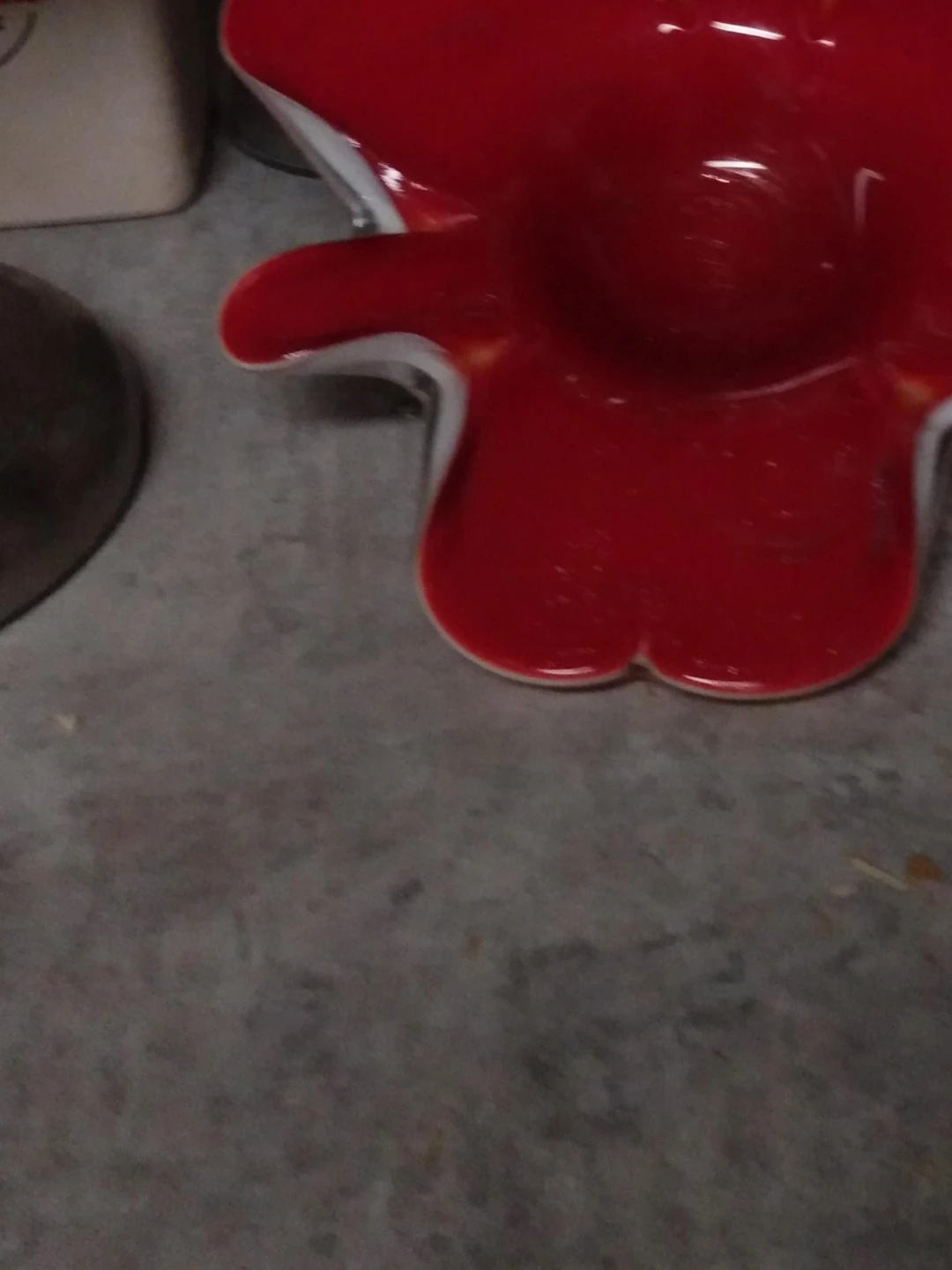 Vintage Red and White Glass Flower Bowl