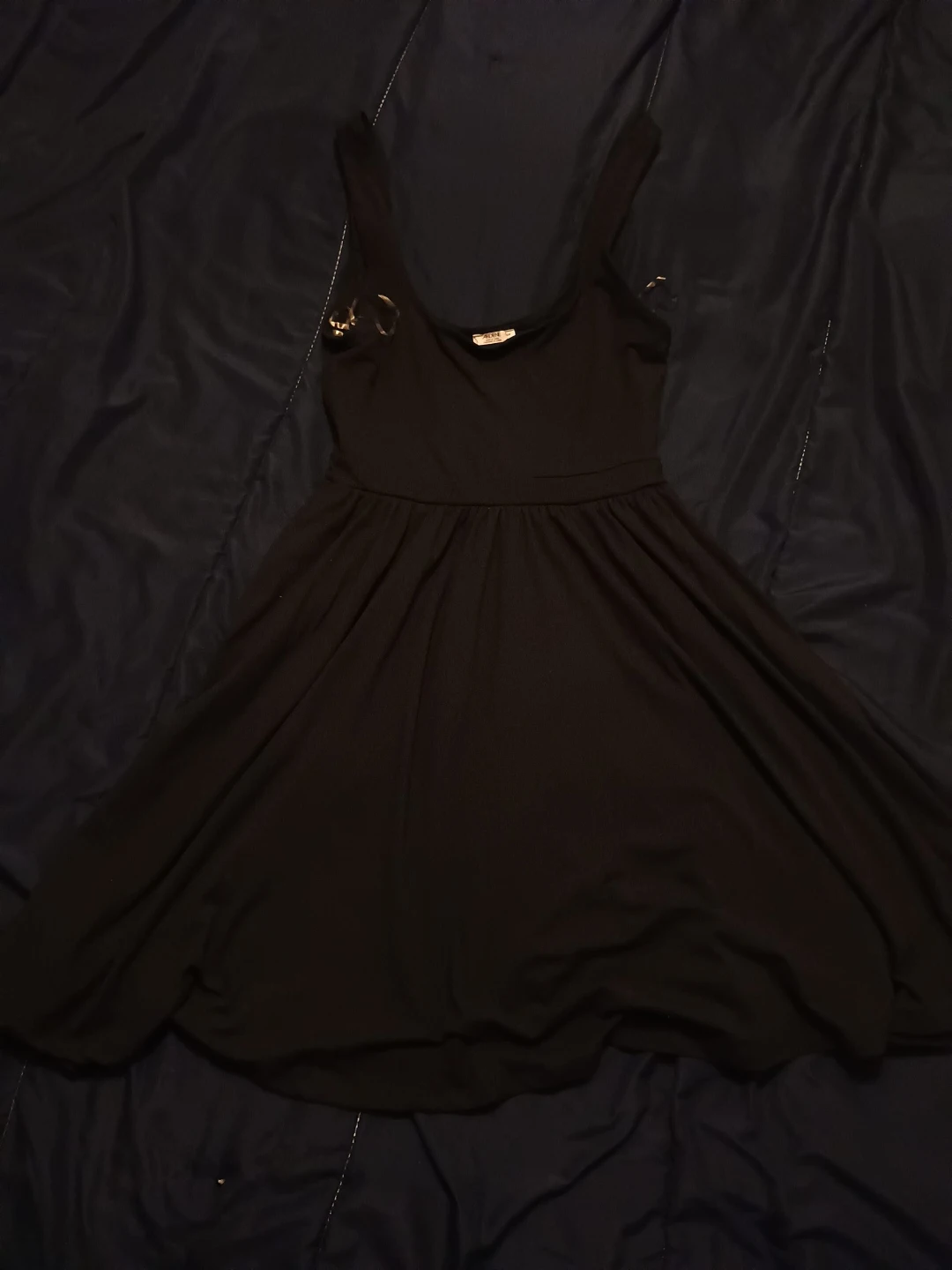 Girls Black Sleeveless Dress with Gold Hardware