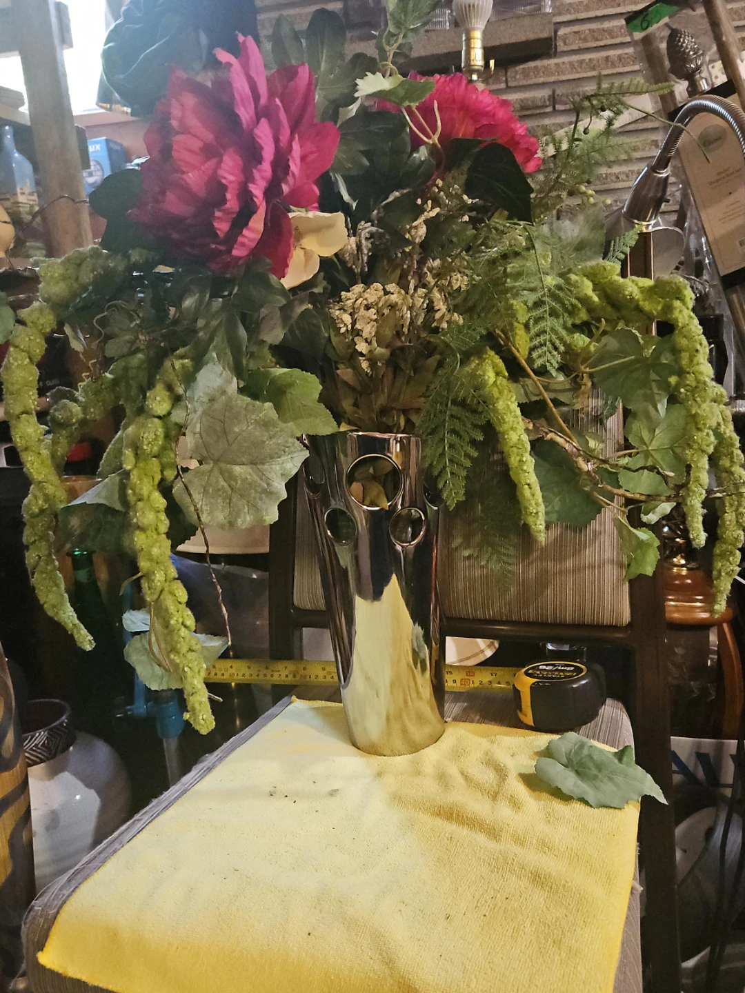 Chrome Vase with Cutout Details