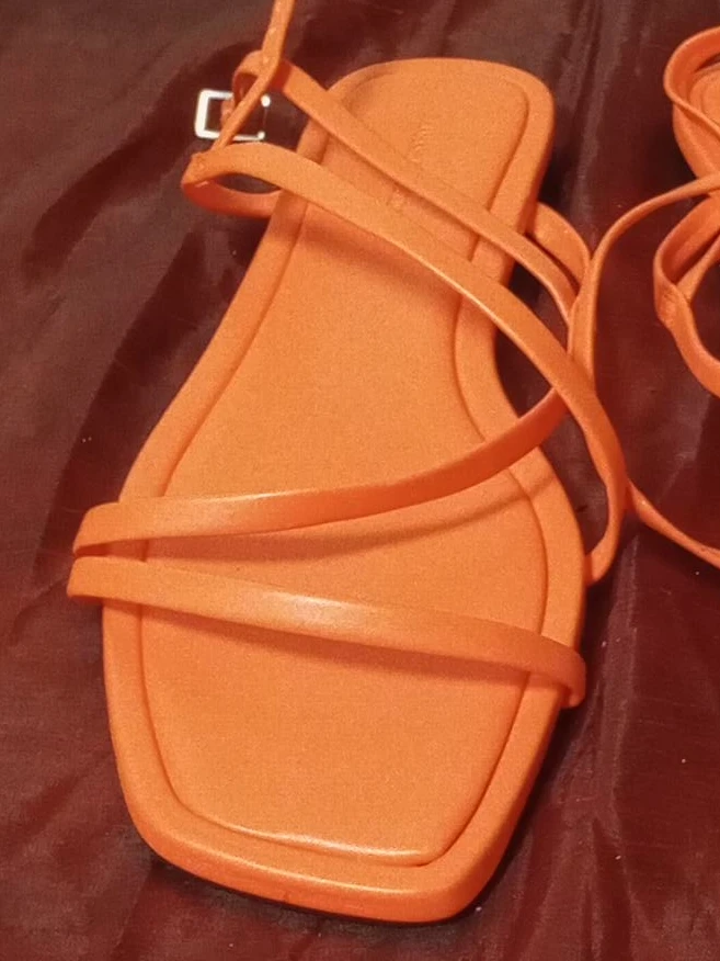 Orange Flat Sandals