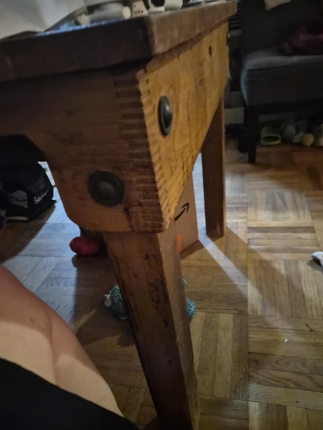 Vintage Solid Wood Butcher Block Side Table