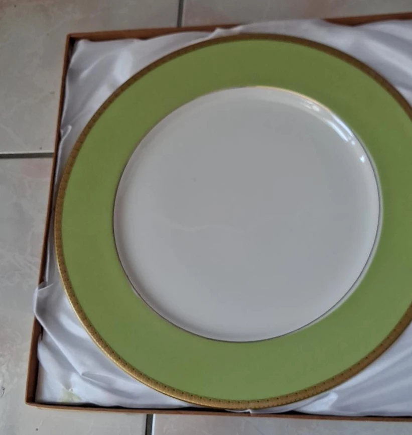 Green and Gold Trimmed Charger Plate