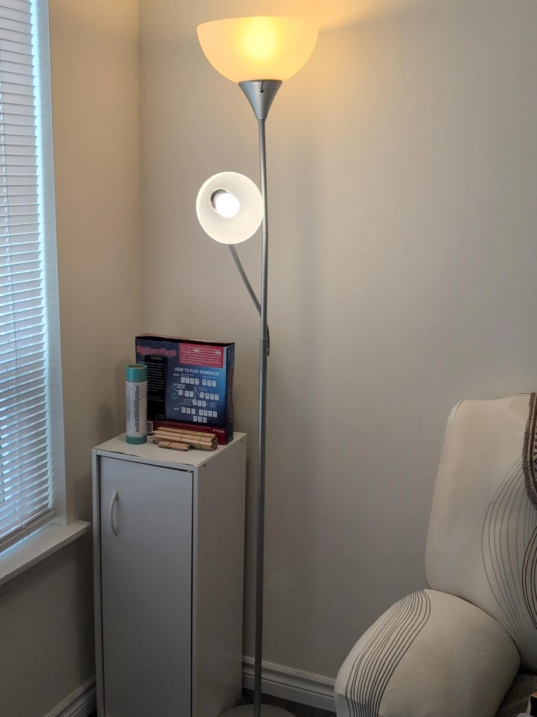 Silver Floor Lamp with Reading Light