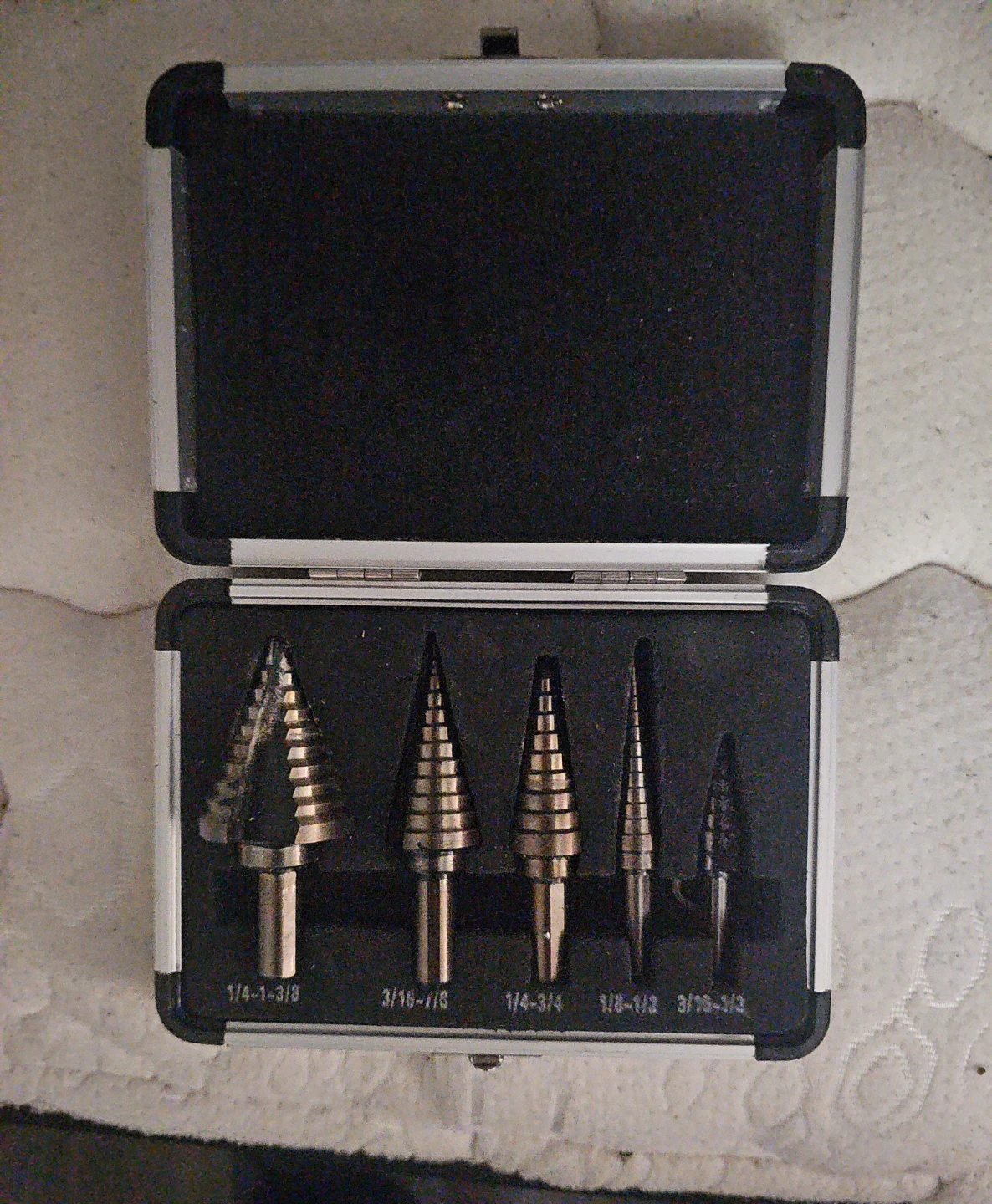 Set of 5 Step Drill Bits in Case