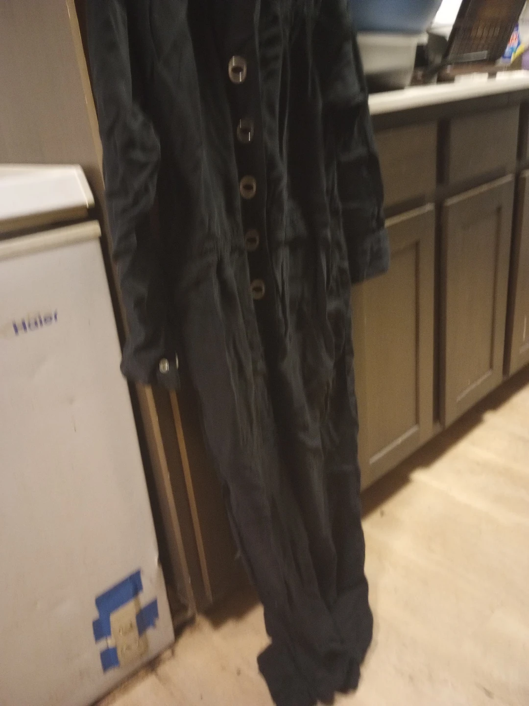 Black Button-Up Long jump
